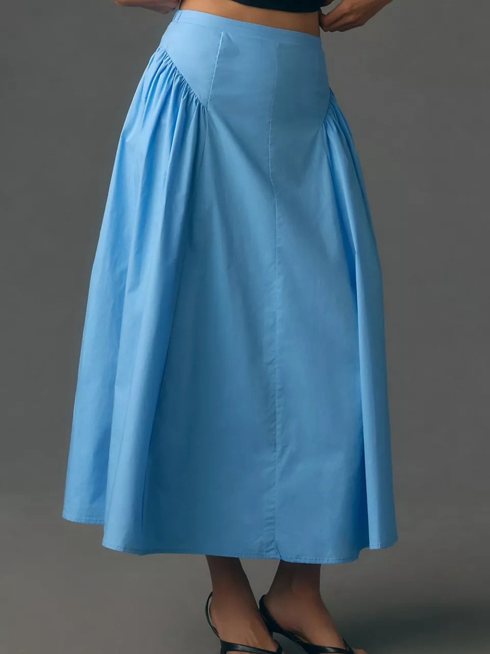 Anthropologie Sky Blue Gathered Midi Skirt